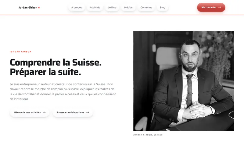 Page d'accueil du site jordangirbon.ch.
