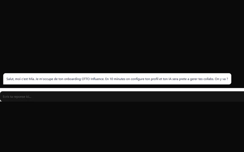 L'onboarding de MIA : une conversation qui configure le profil du créateur.